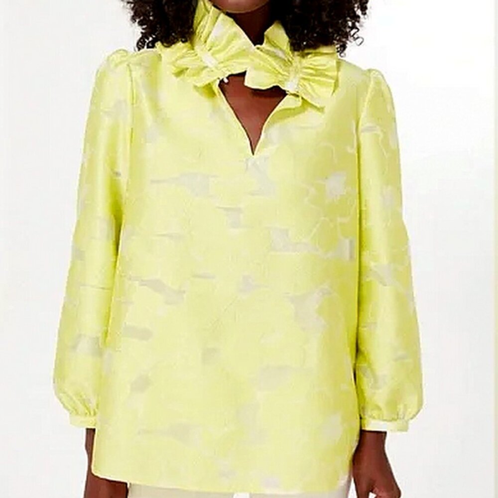 Tuckernuck Yellow Ruffled-Neck Blouse - Picture 3 of 10
